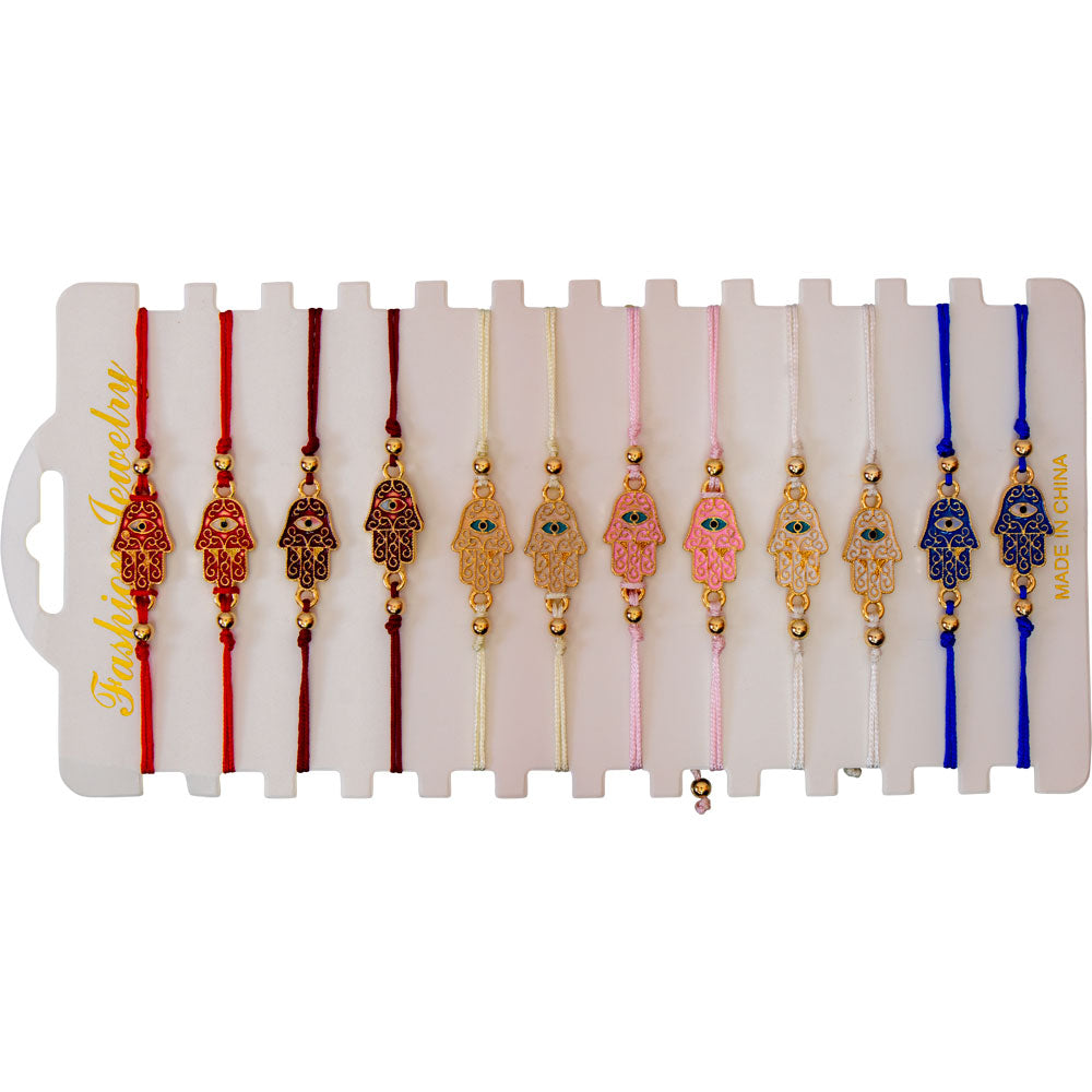 Evil Eye with Gems Adjustable Bracelets - Multi & Gold (Assorted Pack of 12) - Magick Magick.com