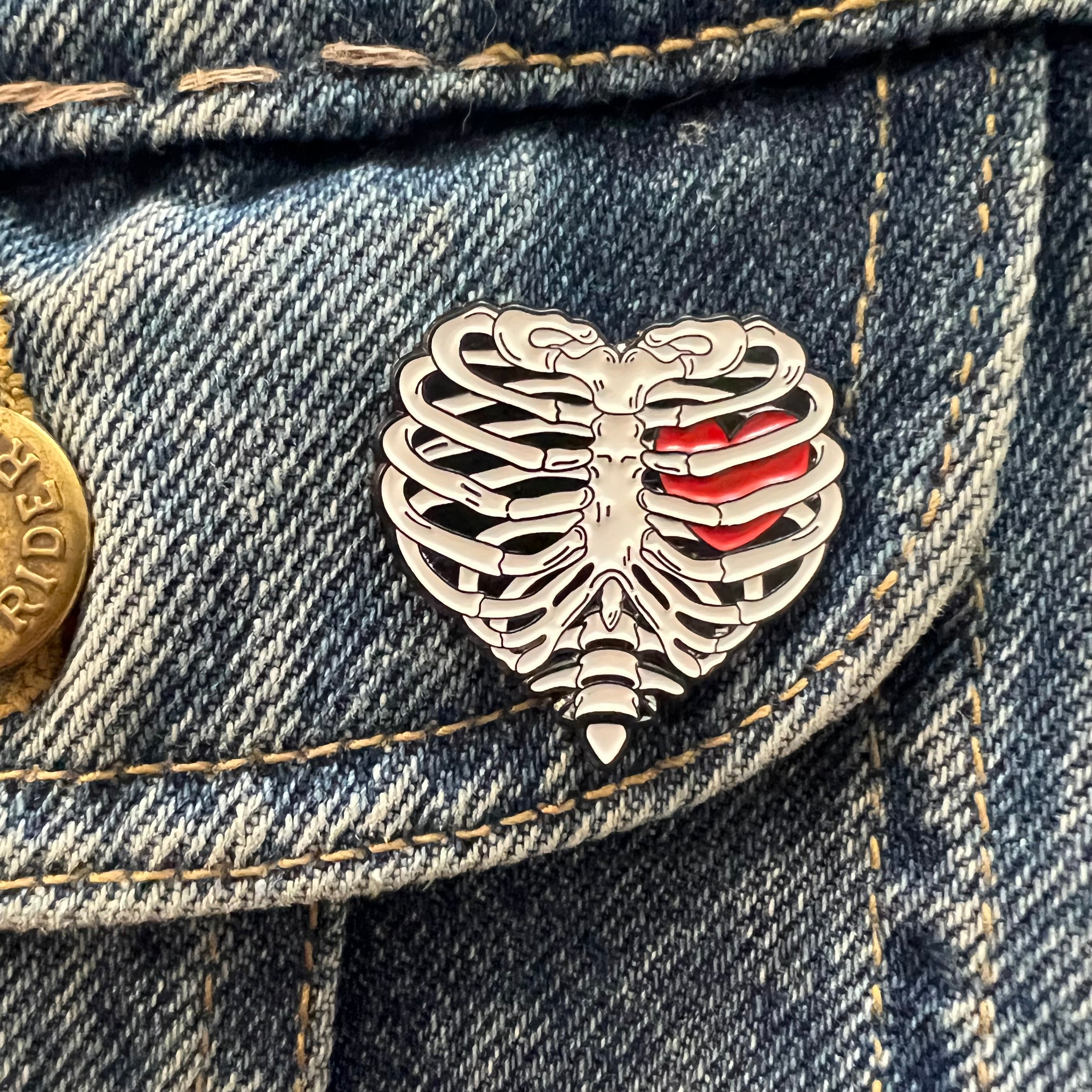 Safety Pin Rib Cage Heart Rib Cage Enamel Pin – Cast Spells