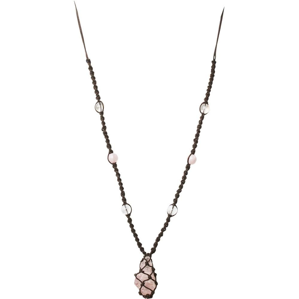 Hippie Necklace - Universal Love - Rose Quartz & Rough Rose Quartz Point - Magick Magick.com