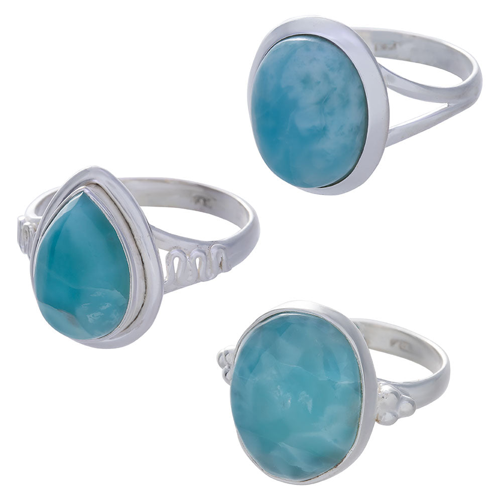 Larimar Sterling Silver Ring (Assorted Design) - Magick Magick.com