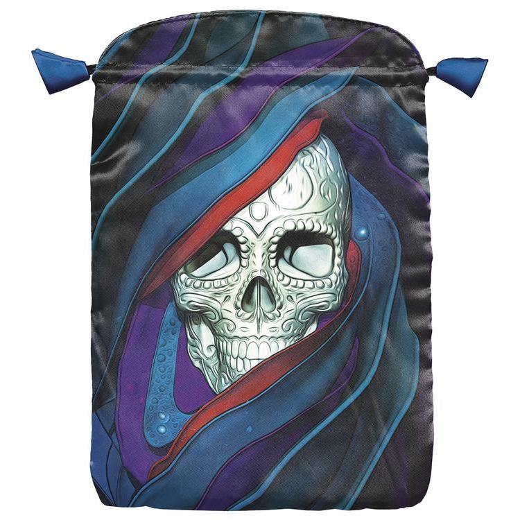 Santa Muerte Skull Satin Tarot Bag by Fabio Listrani - Magick Magick.com