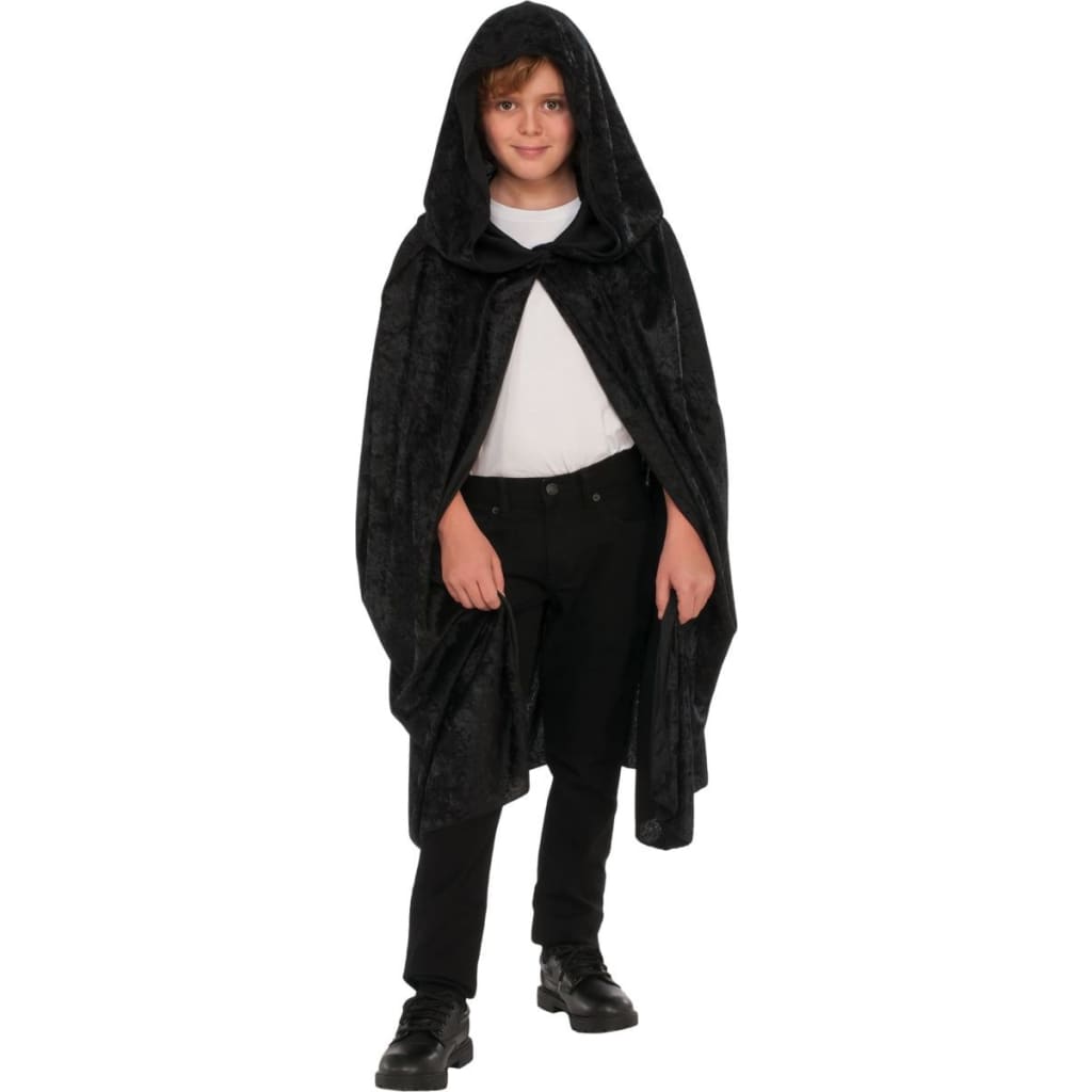 36" Black Velvet Hooded Cape
