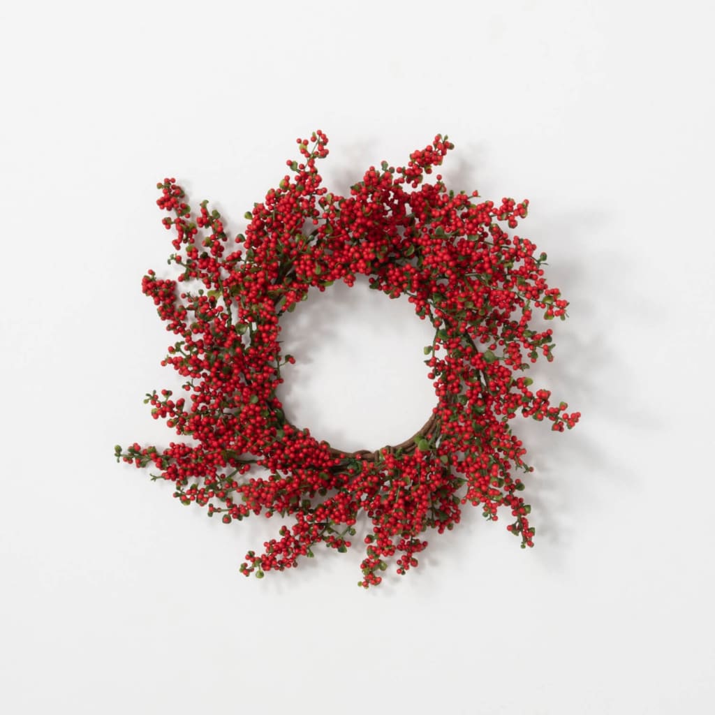 16 Red Berry & Leaf Accent Ring Christmas Decoration -