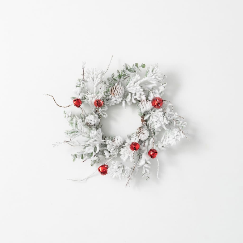 4.5 Flocked Pine Bell Ring Christmas Decoration