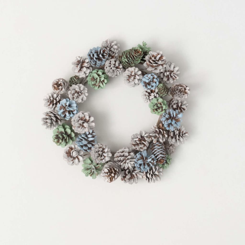 12 Snow-dusted Pinecone Ring Christmas Decoration -