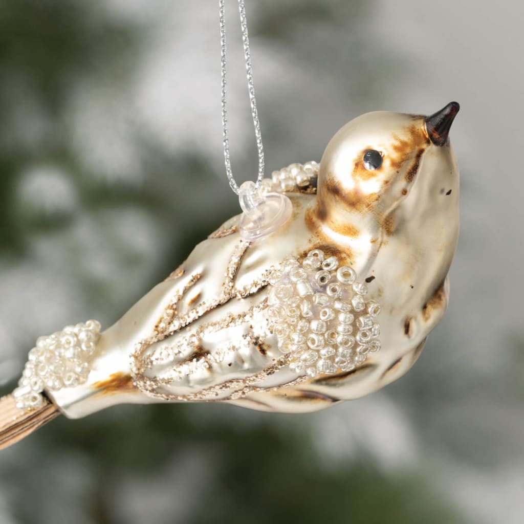 Golden Glass Bird Ornament Christmas Decoration - Christmas