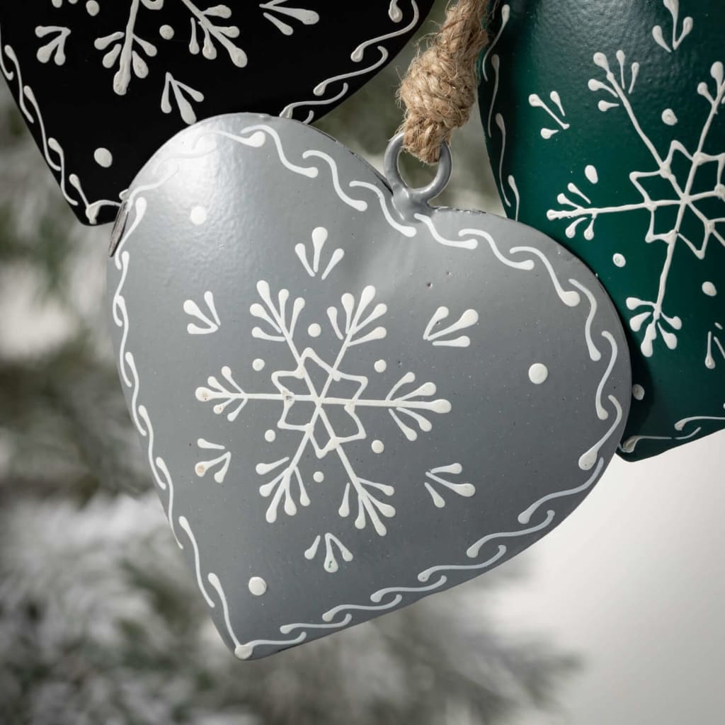 Scandi Metal Heart Ornaments (Set of 3) Christmas Decoration
