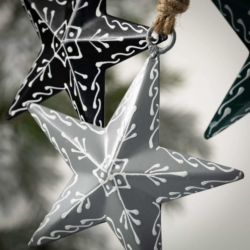 Scandi Metal Star Ornaments (Set of 3) Christmas Decoration