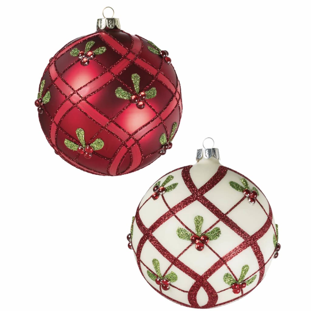 Ball Holly Berry Ornament (Set of 2) Christmas Decoration -