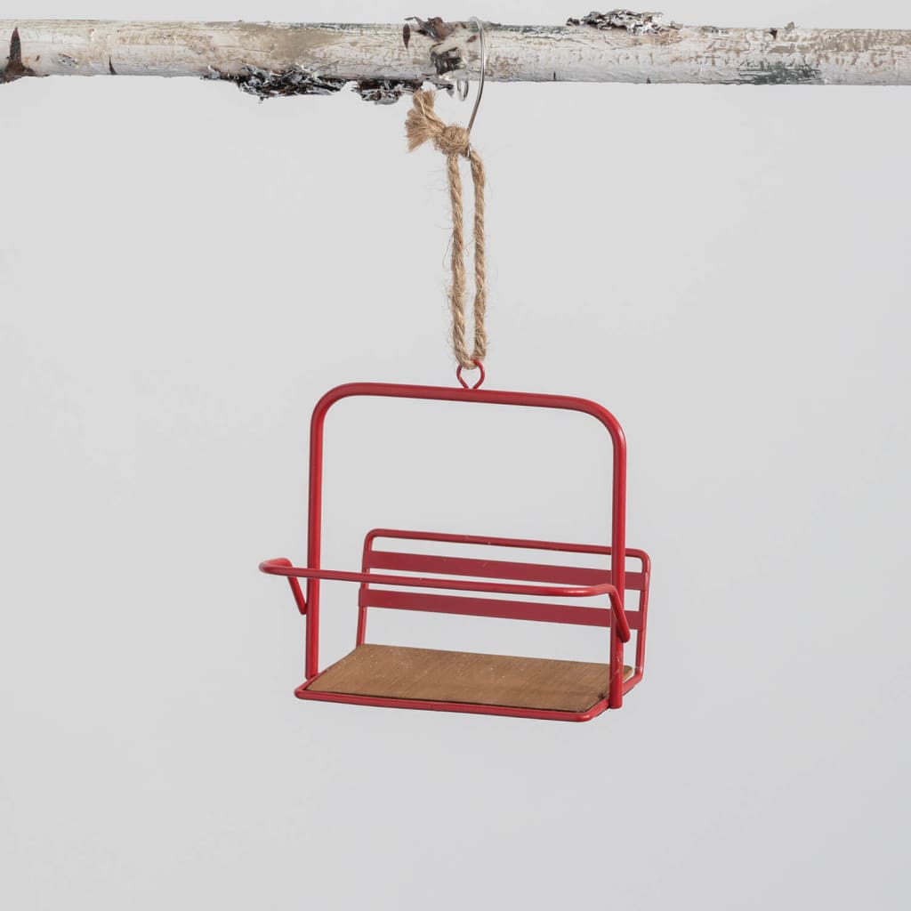 Red Metal Ski Lift Ornament Christmas Decoration - Christmas