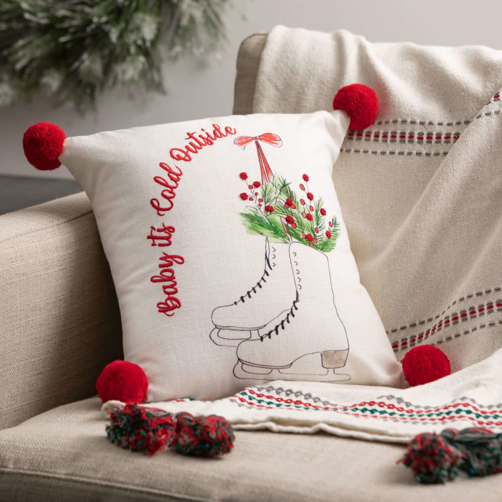 Holiday Graphic Pillow (Set of 2) Christmas Decoration -