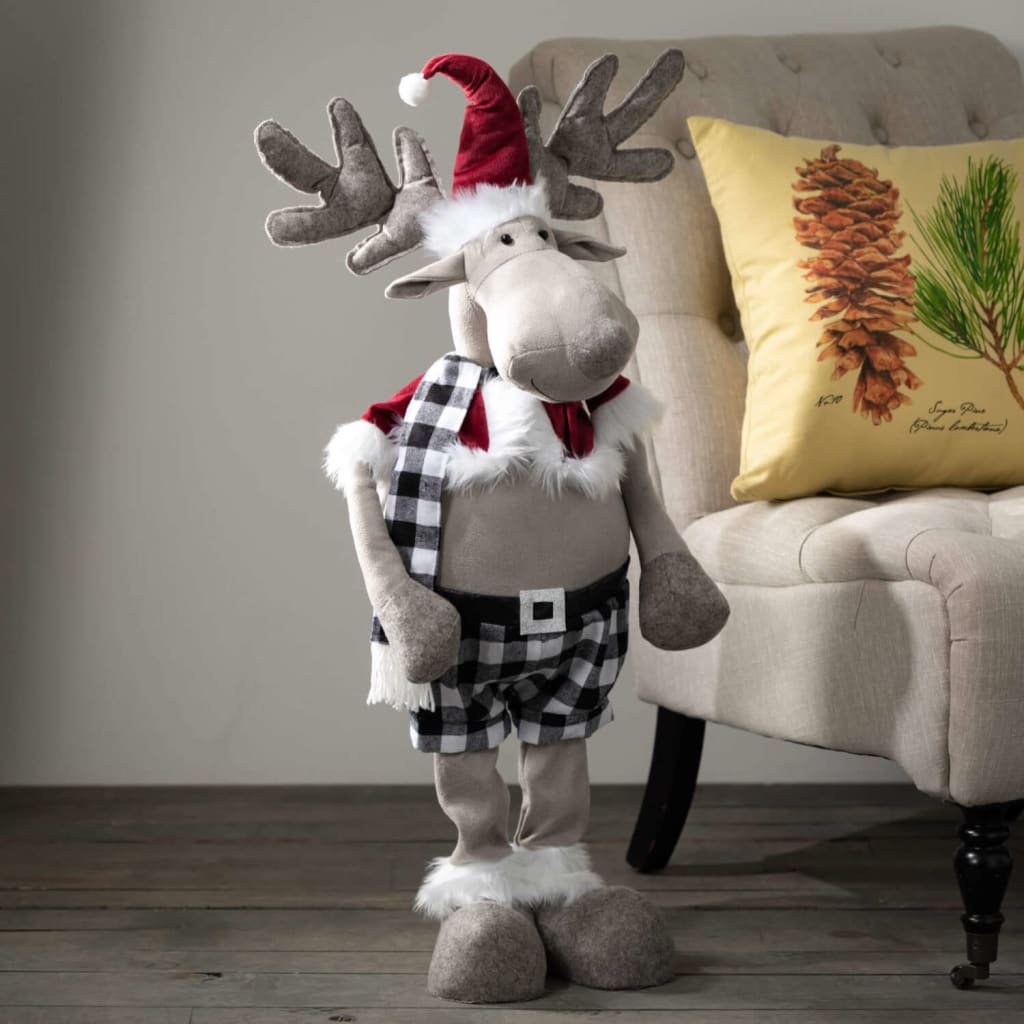 Plaid Moose Telescopic Legs Christmas Decoration - Christmas