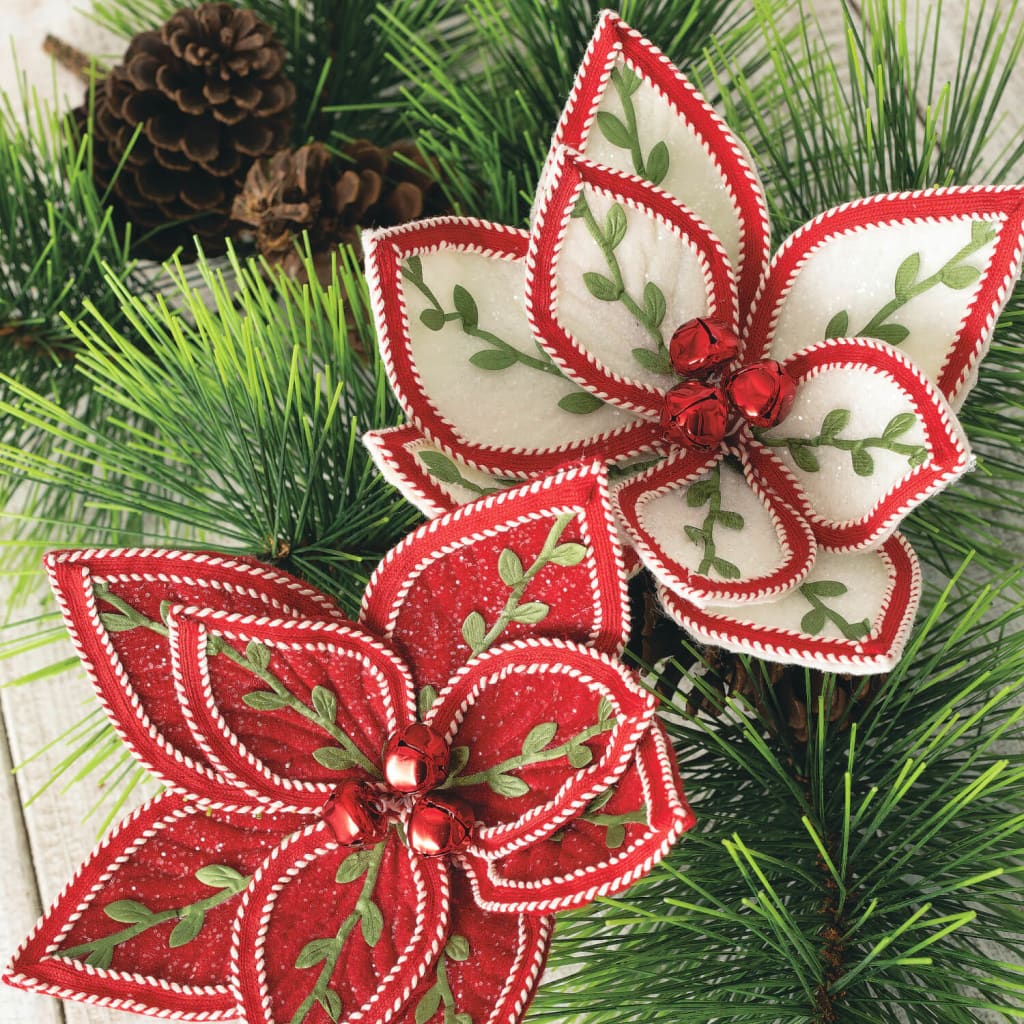 16 Poinsettia Pick (Set of 2) Christmas Decoration - Stems &