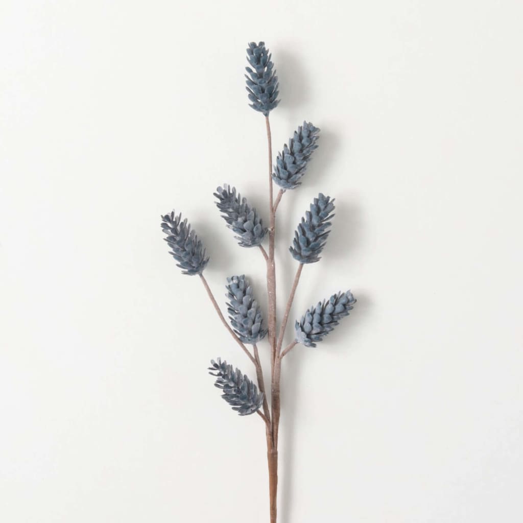 26 Blue Pinecone Spray Christmas Decoration - Stems &