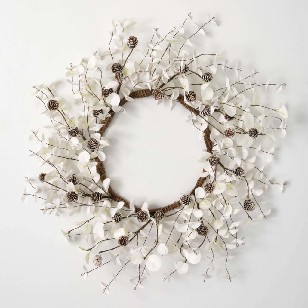 19 White Eucalyptus Wreath Christmas Decoration - Christmas