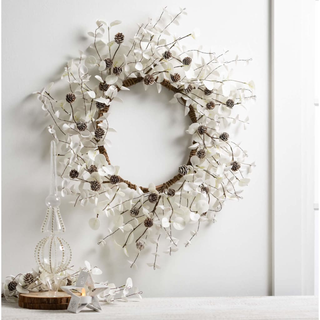 19 White Eucalyptus Wreath Christmas Decoration - Christmas